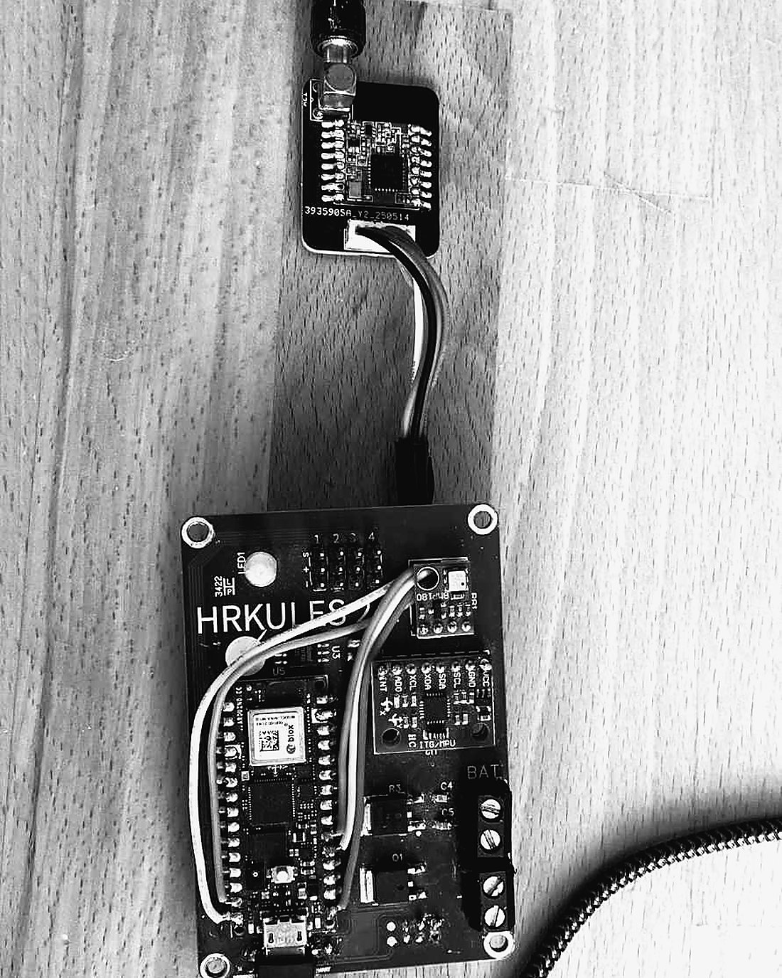 A HRKULES board wired up on the bench