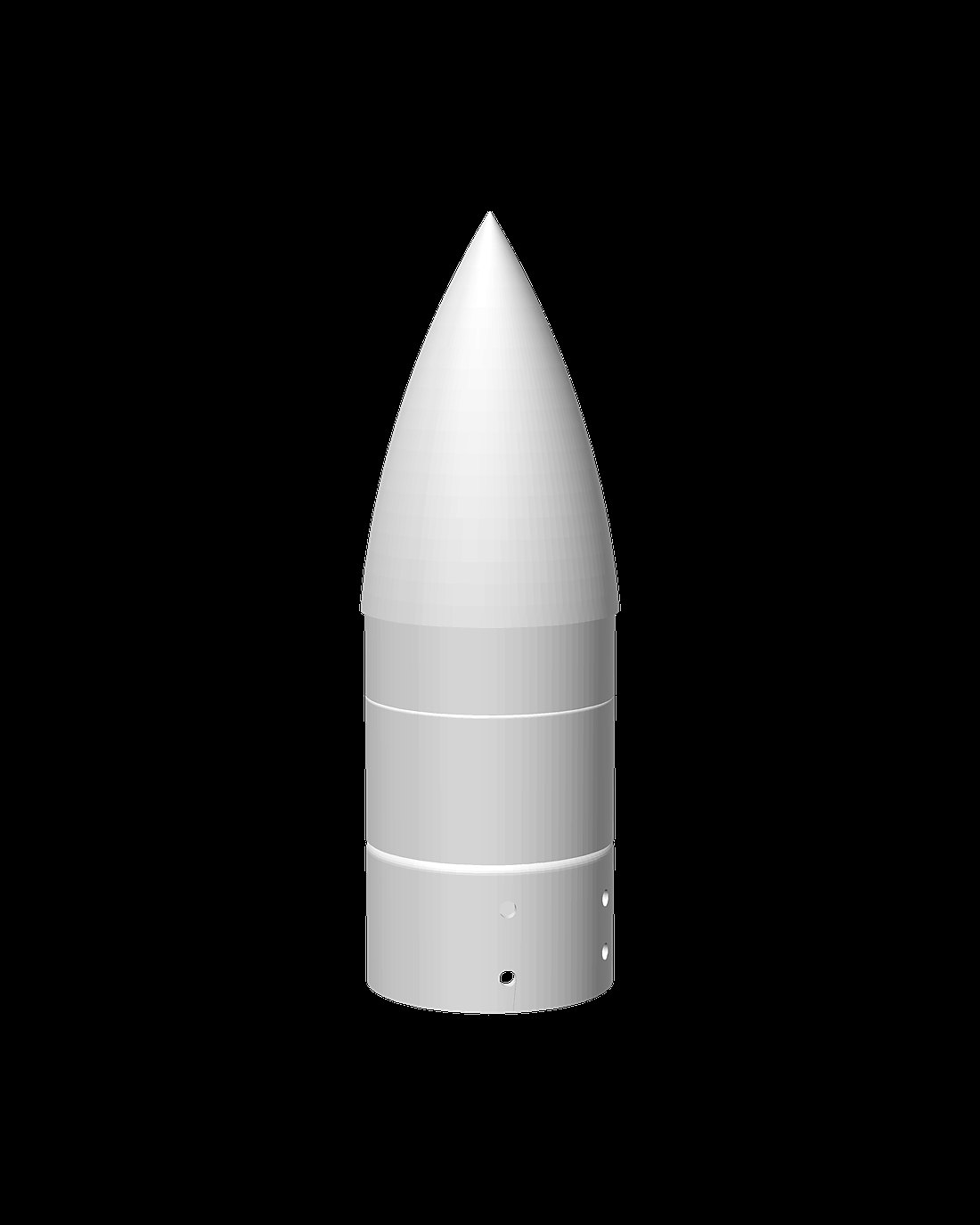 The mk7 recovery section assembled, rendered from CAD