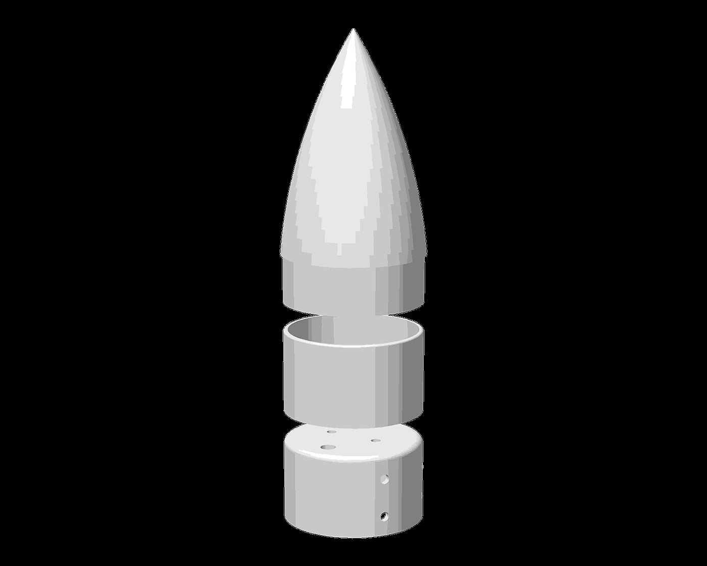 The mk7 recovery section shown exploded, rendered from CAD